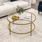 Costway 36'' Round Coffee Table Tempered Glass Tabletop Metal Frame Living Room Black/Golden